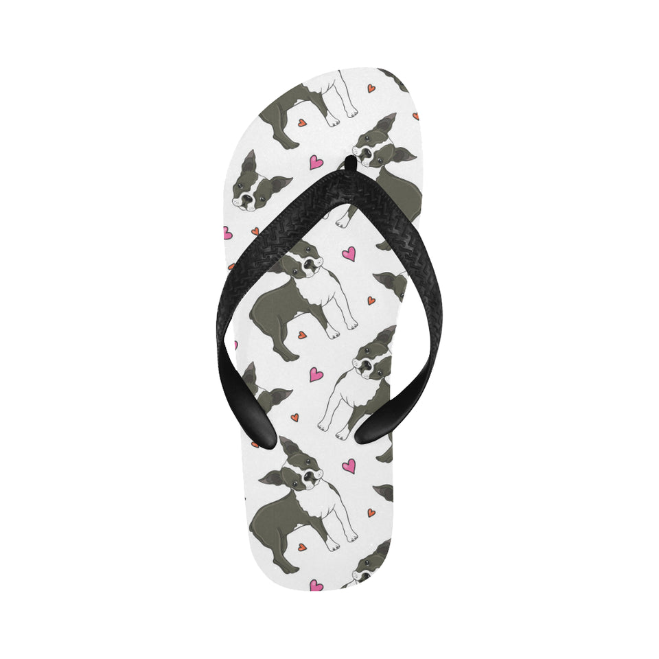 Boston terrier dog hearts vector pattern Unisex Flip Flops