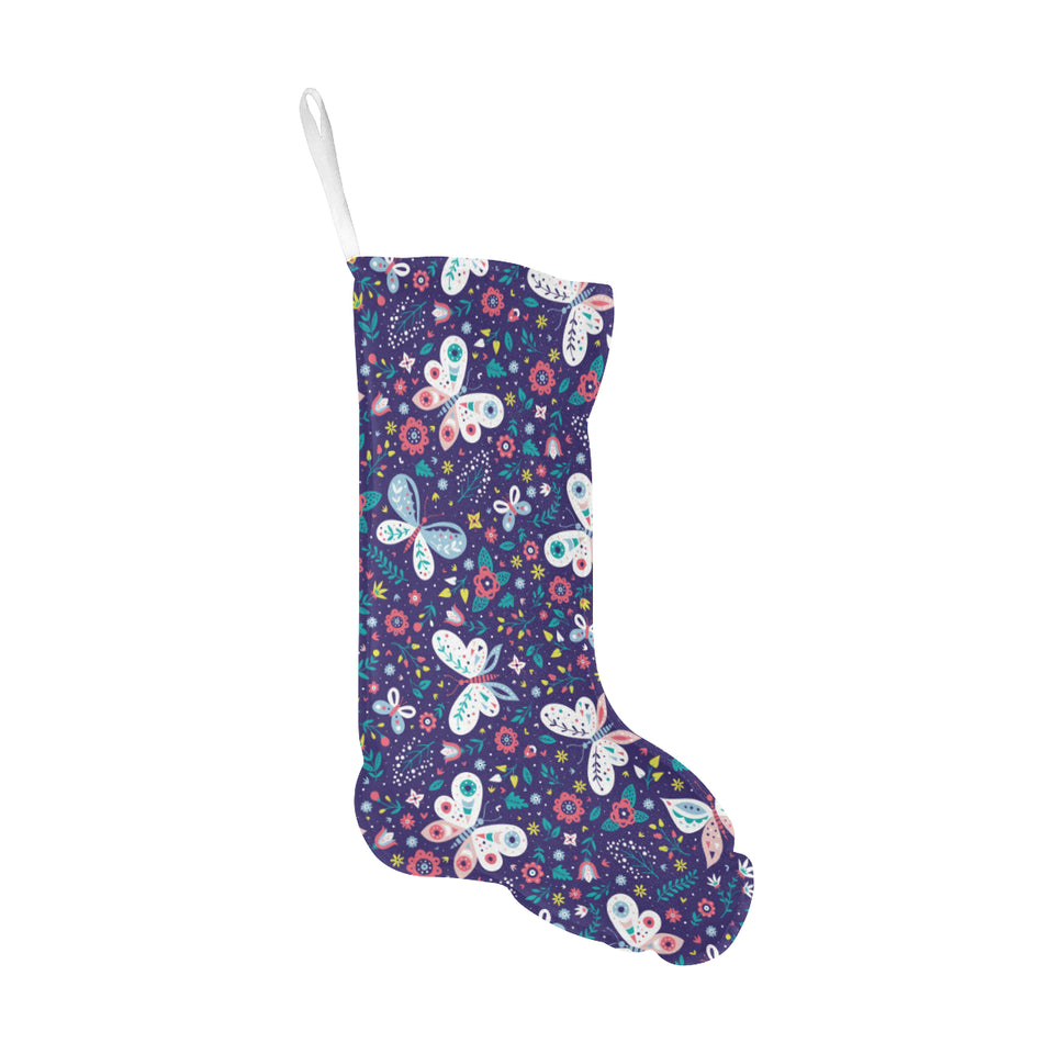 Colorful butterfly flower pattern.eps Christmas Stocking
