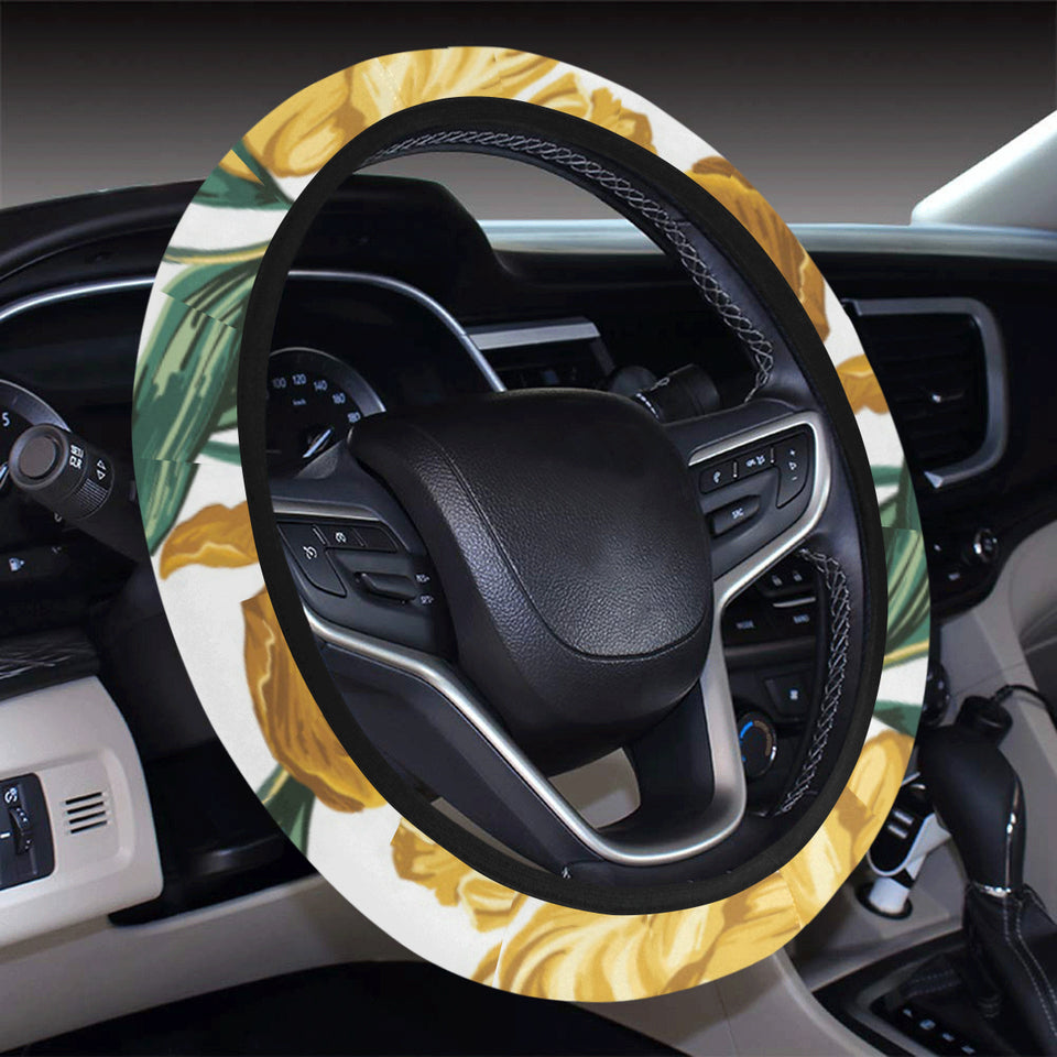 yellow tulips pattern Car Steering Wheel Cover