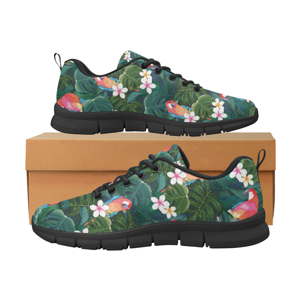 Parrot Palm tree leaves flower hibiscus pattern Women's Sneaker Shoes