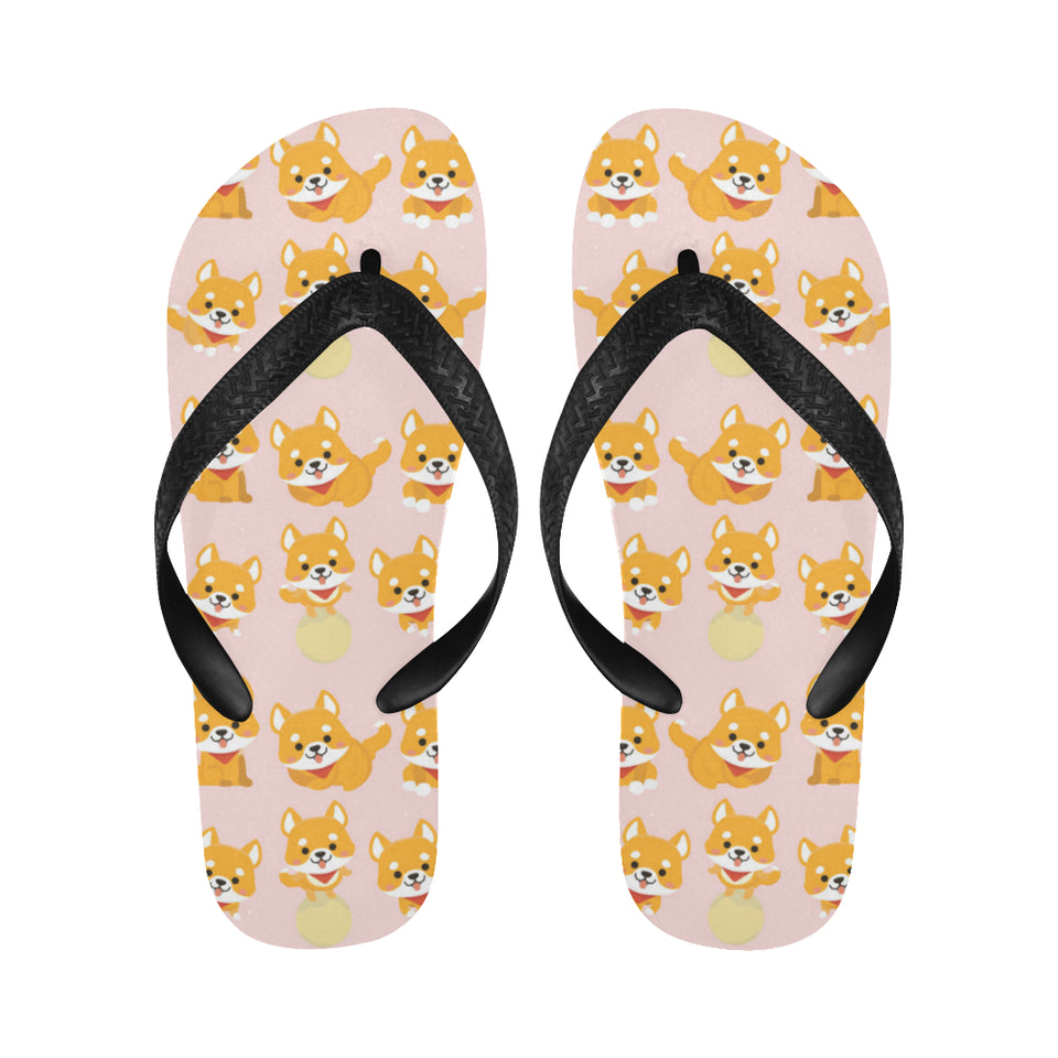 Cute shiba inu dog pattern Unisex Flip Flops