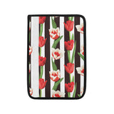 red and white tulips pattern Car Seat Belt Cover