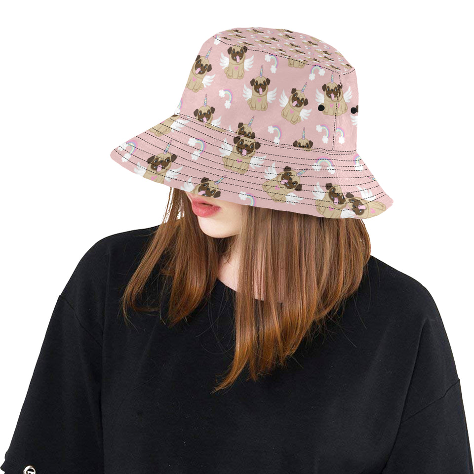 Cute unicorn pug pattern Unisex Bucket Hat