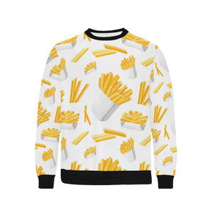 French fries white paper box pattern Men's Crew Neck Sweatshirt