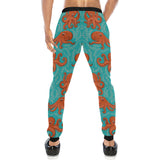 Octopus turquoise background Unisex Casual Sweatpants