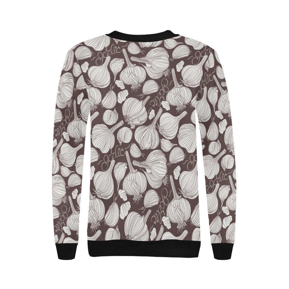 Garlic bulb dark background Women's Crew Neck Sweatshirt