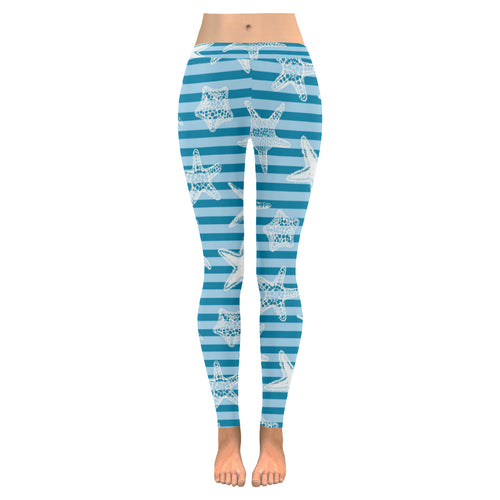 Starfish blue blackground Women's Legging Fulfilled In US