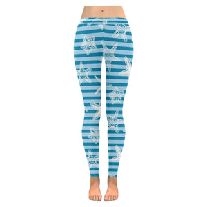 Starfish blue blackground Women's Legging Fulfilled In US