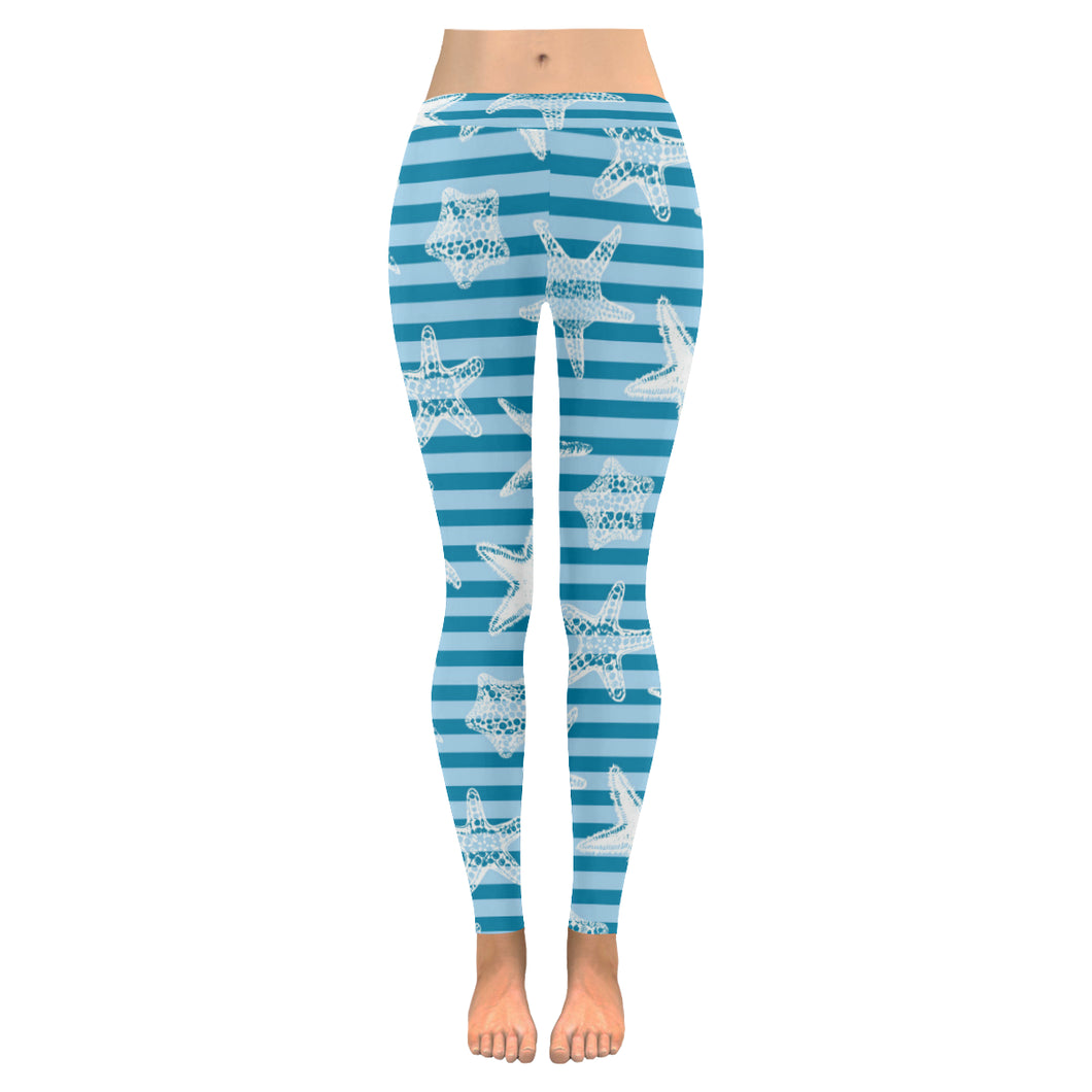 Starfish blue blackground Women's Legging Fulfilled In US