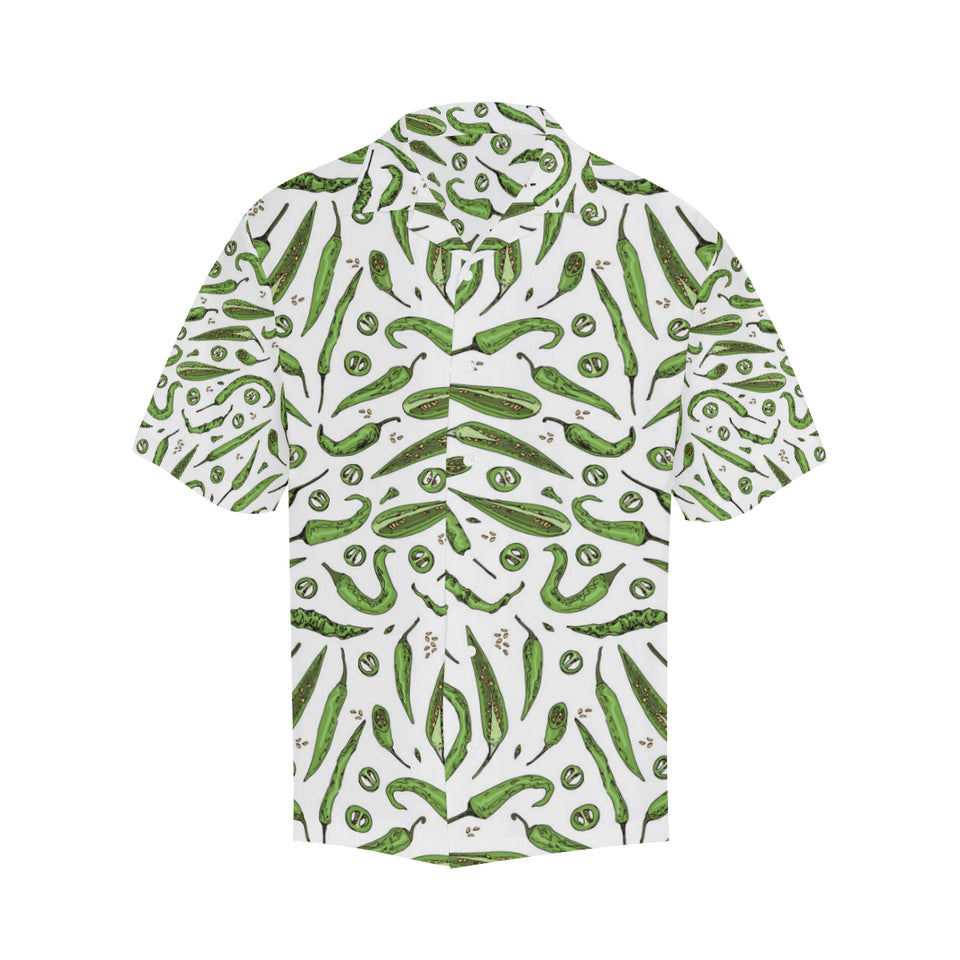 Hand drawn sketch style green Chili peppers patter Men's All Over Print Hawaiian Shirt