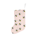 Cute bee flower pattern pink background Christmas Stocking