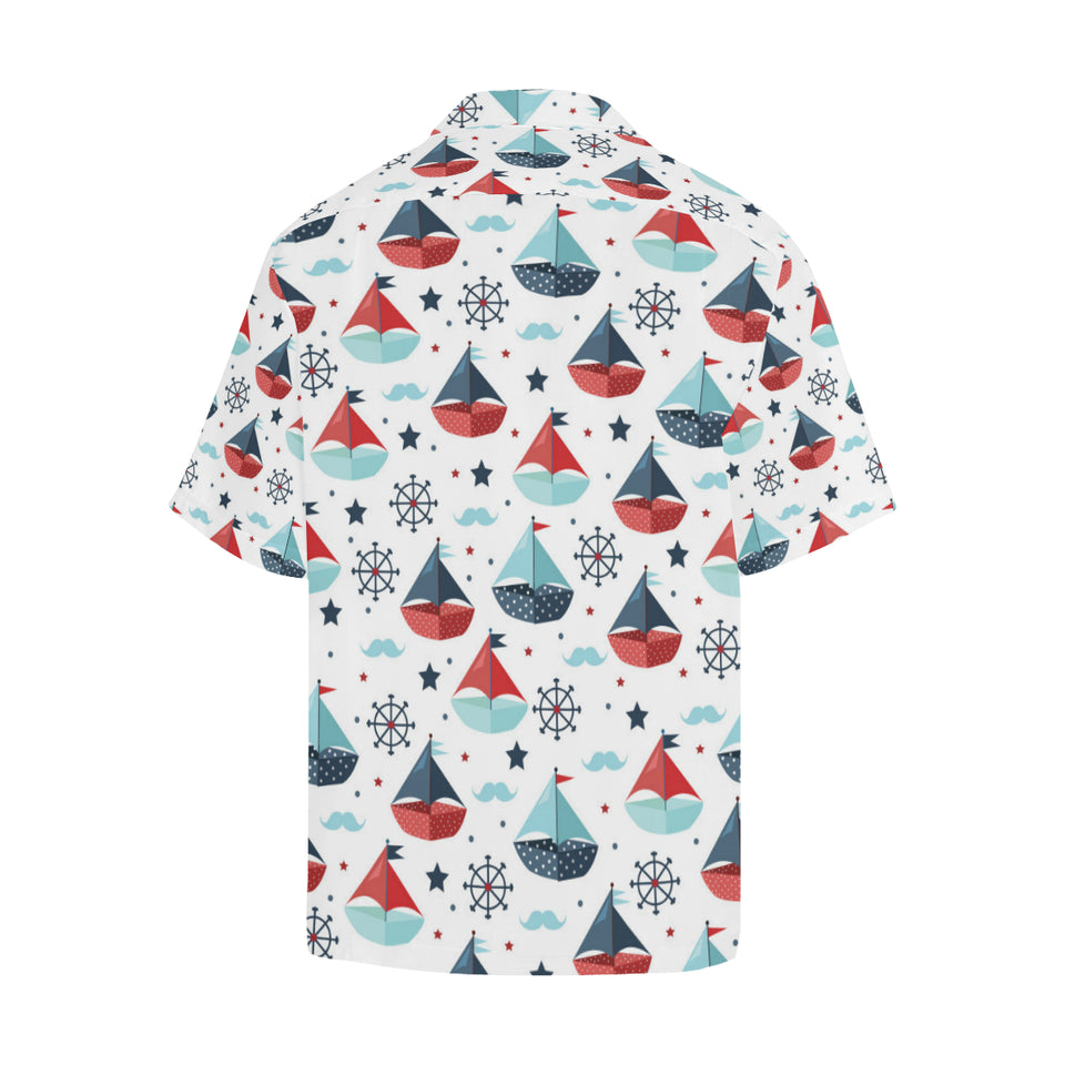 Cute color paper sailboat pattern Men's All Over Print Hawaiian Shirt
