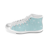 Snowflake pattern blue stripe background Women's High Top Canvas Shoes White