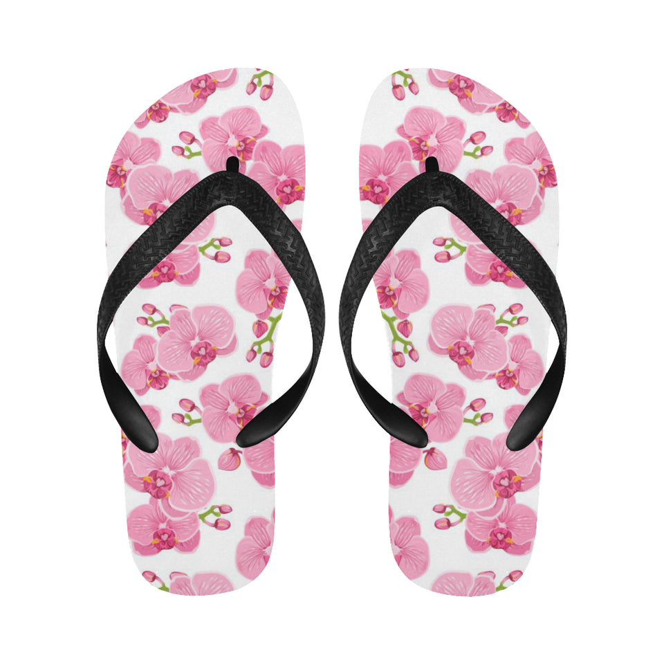 pink purple orchid pattern background Unisex Flip Flops