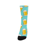 Beer pattern green background Crew Socks