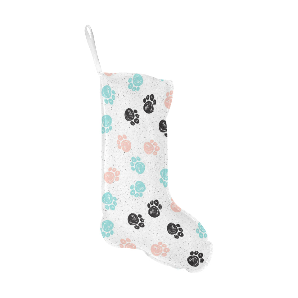 Dog Paws Pattern Print Design 04 Christmas Stocking