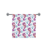 Purple seahorse blue coral pattern Bath Towel