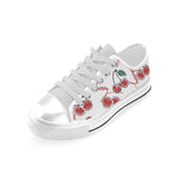 Hand drawn cherry pattern Men's Low Top Shoes White