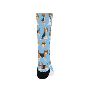 Beagle dog blue background pattern Crew Socks