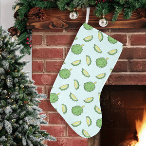 Durian pattern blue background Christmas Stocking