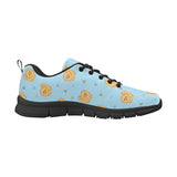 Brown cute pomeranian blue blackground Men's Sneaker Shoes