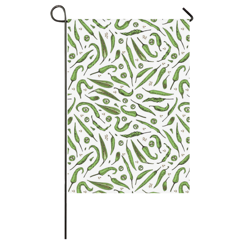 Hand drawn sketch style green Chili peppers patter House Flag Garden Flag