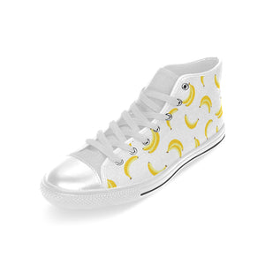 Banana pattern Men's High Top Canvas Shoes White