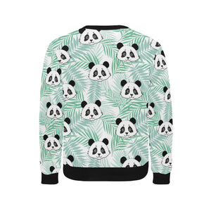 Panda pattern tropical leaves background Men's Crew Neck Sweatshirt
