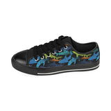 Colorful shark Men's Low Top Canvas Shoes Black