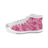 Beautiful dragonfly pink background Women's High Top Canvas Canvas Shoes White