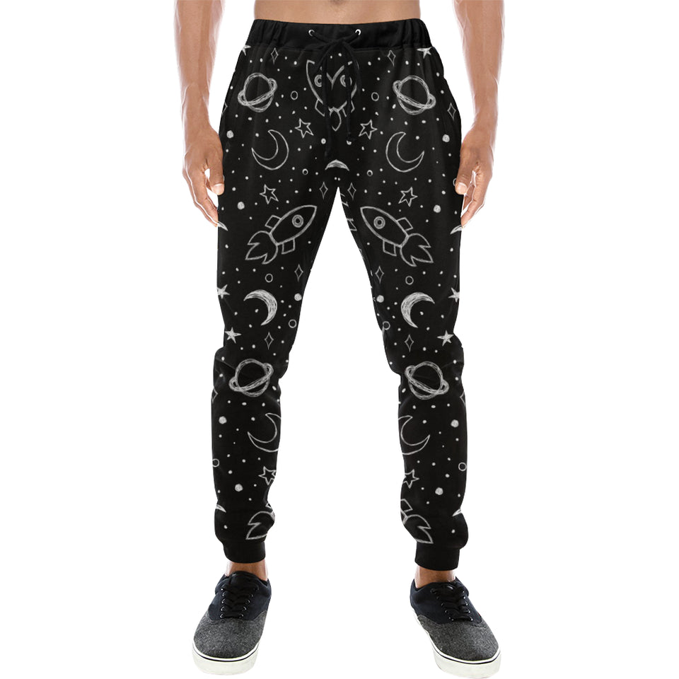 Hand drawn space rocket star planet Unisex Casual Sweatpants