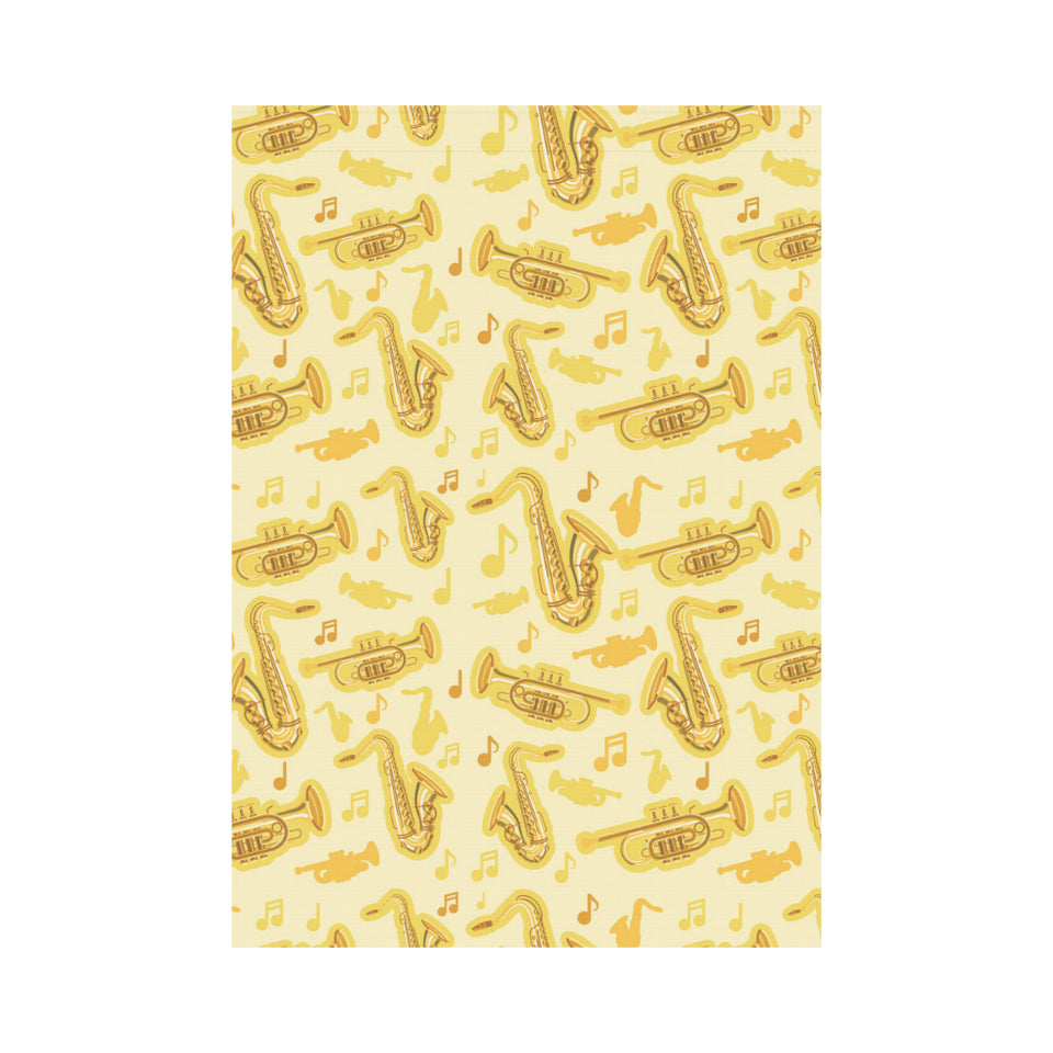 Saxophone cornet pattern yellow background House Flag Garden Flag