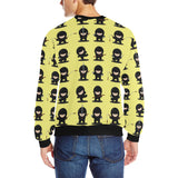 Cute ninja yellow background Men's Crew Neck Sweatshirt