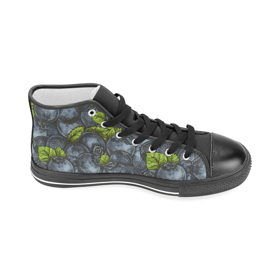 blueberry pattern Men's High Top Canvas Shoes Black