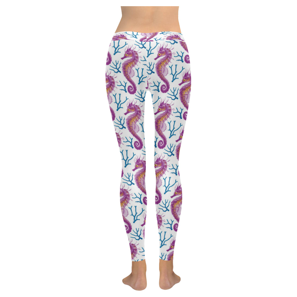 Purple seahorse blue coral pattern Women's Legging Fulfilled In US