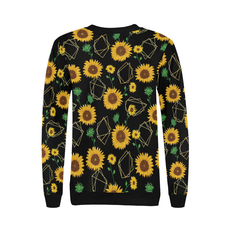 sunflower golden polygonal shapes Women's Crew Neck Sweatshirt