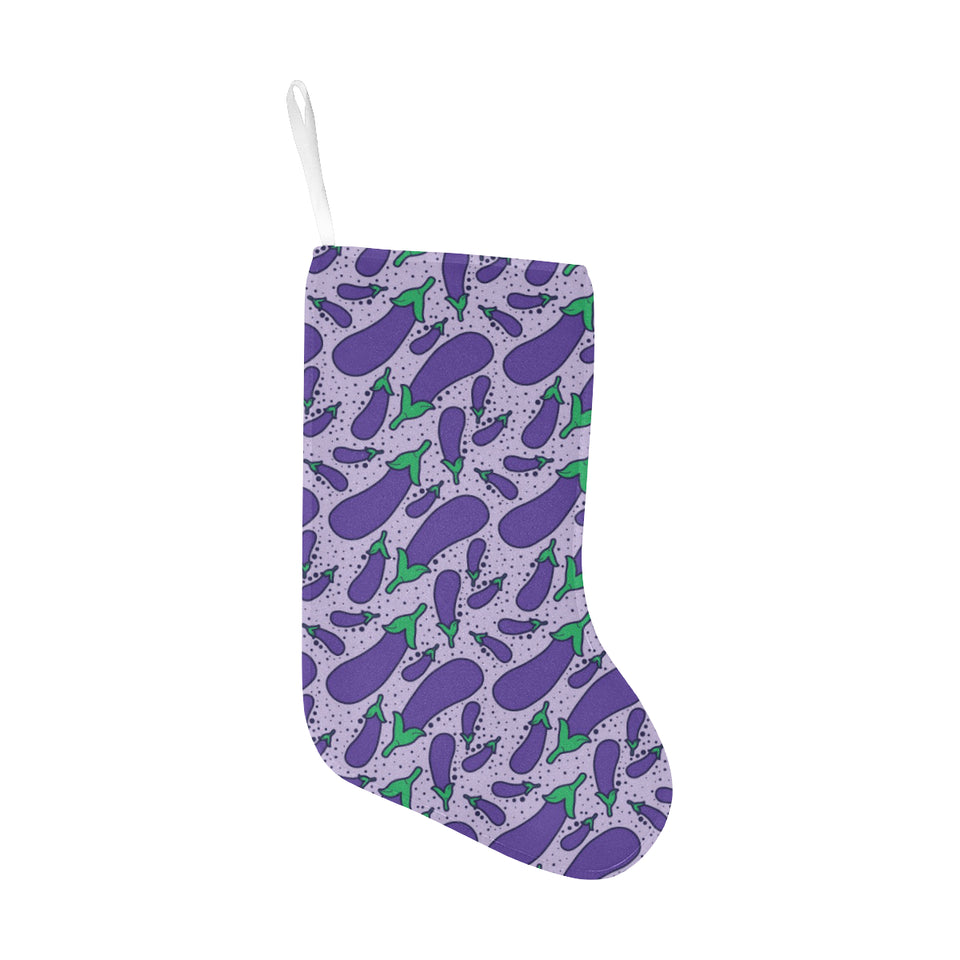 Eggplant Pattern Print Design 03 Christmas Stocking