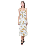 Cute beagle dog pattern background V-Neck Open Fork Long Dress