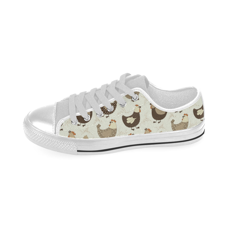 Cute rooster chicken cock Men's Low Top Shoes White