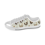 Cute rooster chicken cock Men's Low Top Shoes White