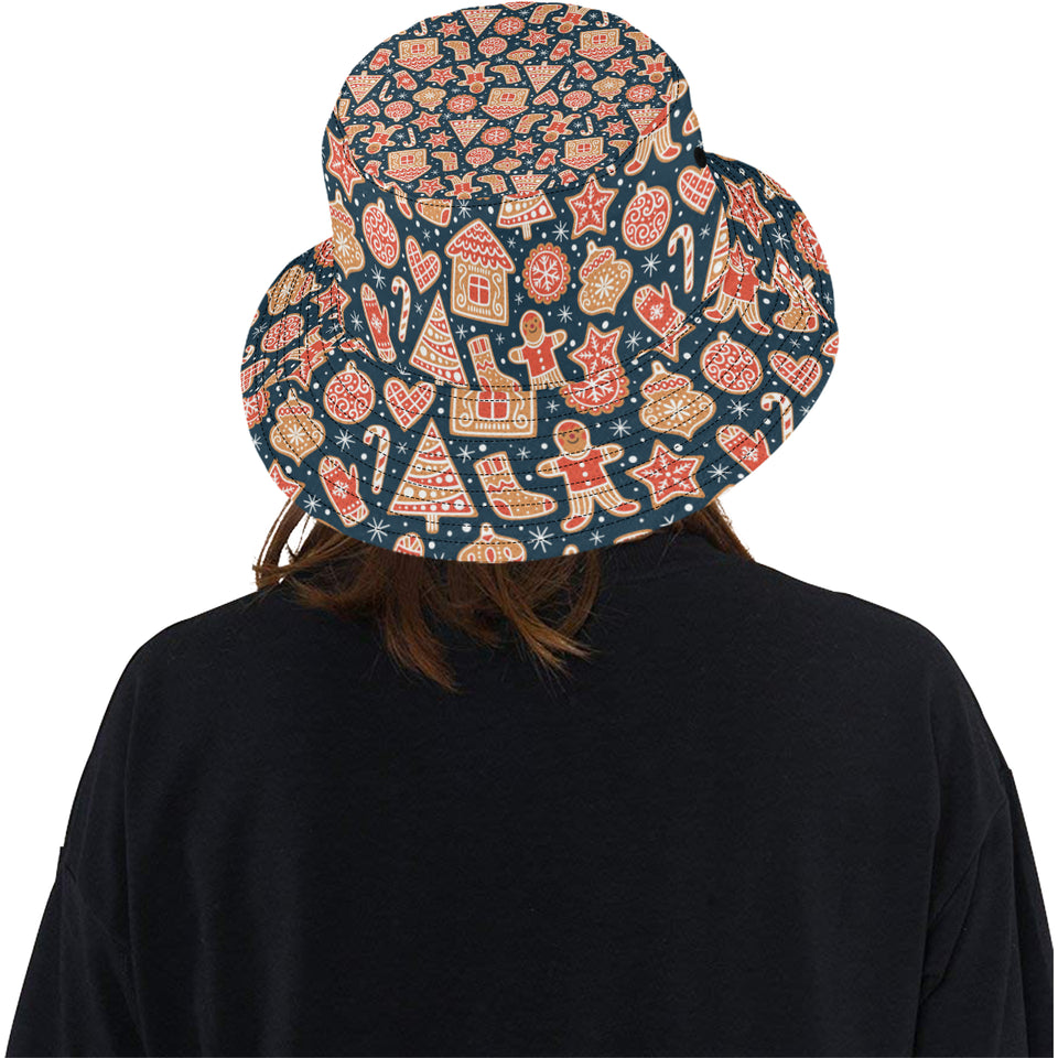 Christmas gingerbread cookie pattern Unisex Bucket Hat