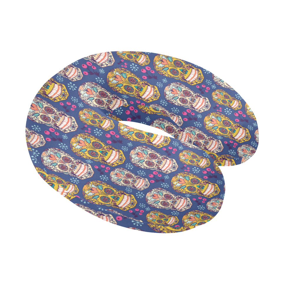 Sugar skull flower pattern U-Shaped Travel Neck Pillow