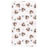 Cute pugs pink heart paw pattern Bath Towel
