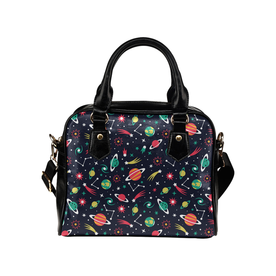 colorful space pattern planet star Shoulder Handbag
