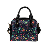 colorful space pattern planet star Shoulder Handbag