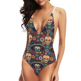 Sugar skulls flower maxican pattern Women's One-Piece Swimsuit