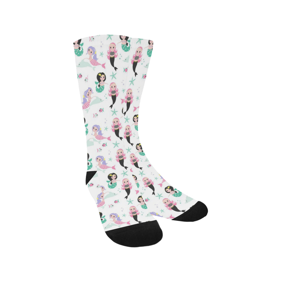 cute mermaid dolphin fish starfish pattern Crew Socks