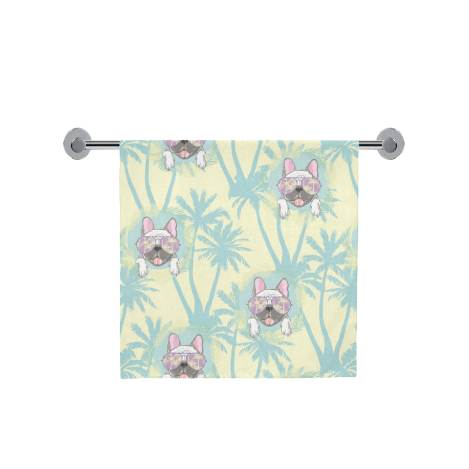French bulldog hawaii blackground Bath Towel