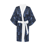 Blue Theme guitar pattern Women's Short Kimono Robe