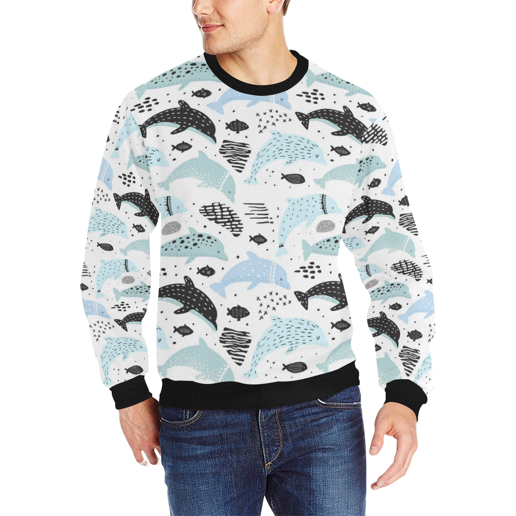 Cute dolphins Childish Style pattern Men's Crew Neck Sweatshirt